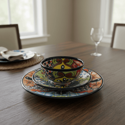 Talavera Dinnerware Set | 33-Piece Mexican Dish Set for 8