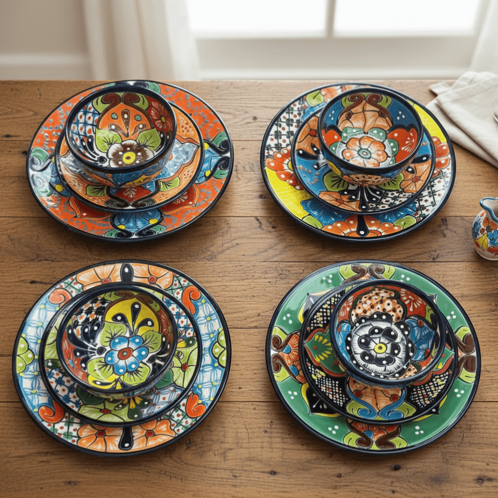 Talavera Dinnerware Set | 33-Piece Mexican Dish Set for 8