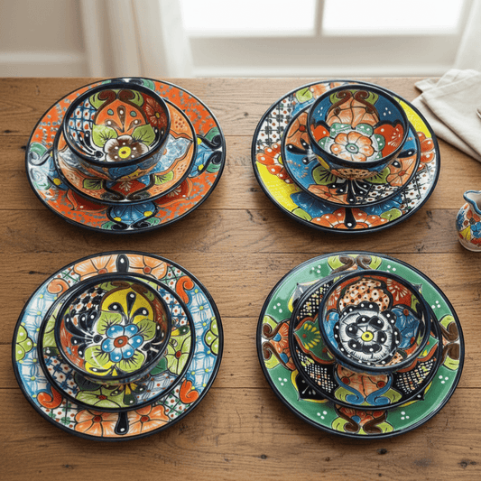 Talavera Dinnerware Set | 33-Piece Mexican Dish Set for 8