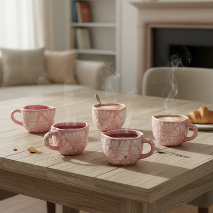 Talavera Heart Mug | Hand-Painted Pink Mexican Coffee Cup