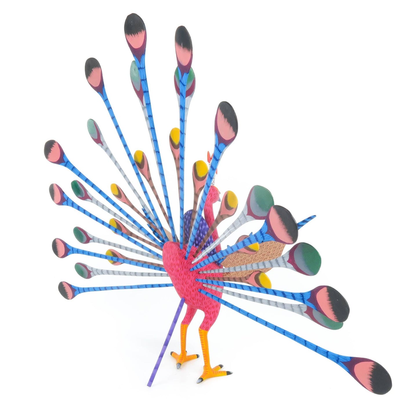Colorful Peacock - Oaxacan Alebrije Wood Carving Sculpture