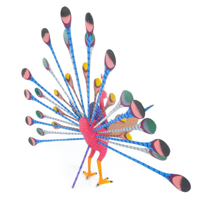 Colorful Peacock - Oaxacan Alebrije Wood Carving Sculpture