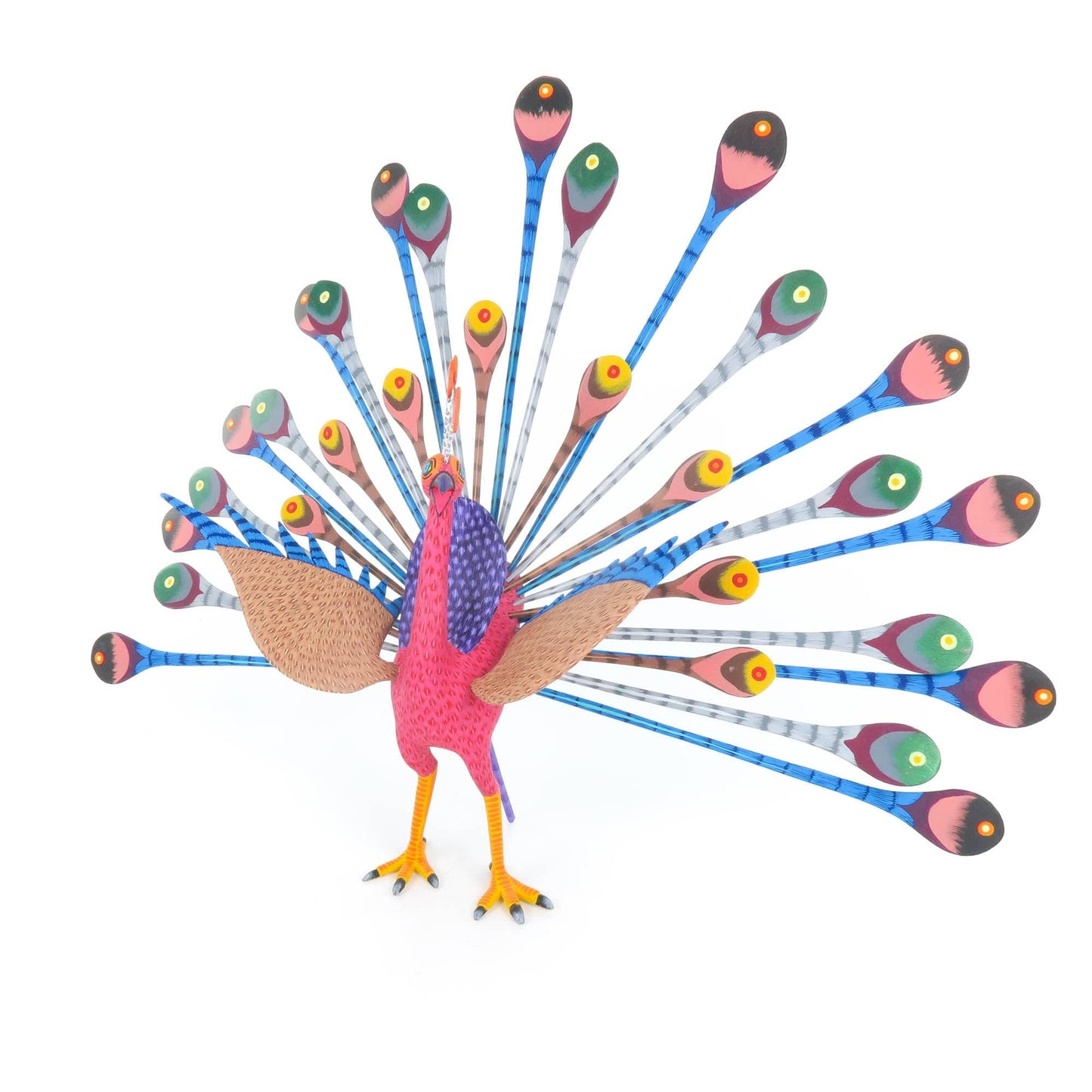 Colorful Peacock - Oaxacan Alebrije Wood Carving Sculpture