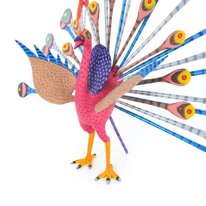 Colorful Peacock - Oaxacan Alebrije Wood Carving Sculpture