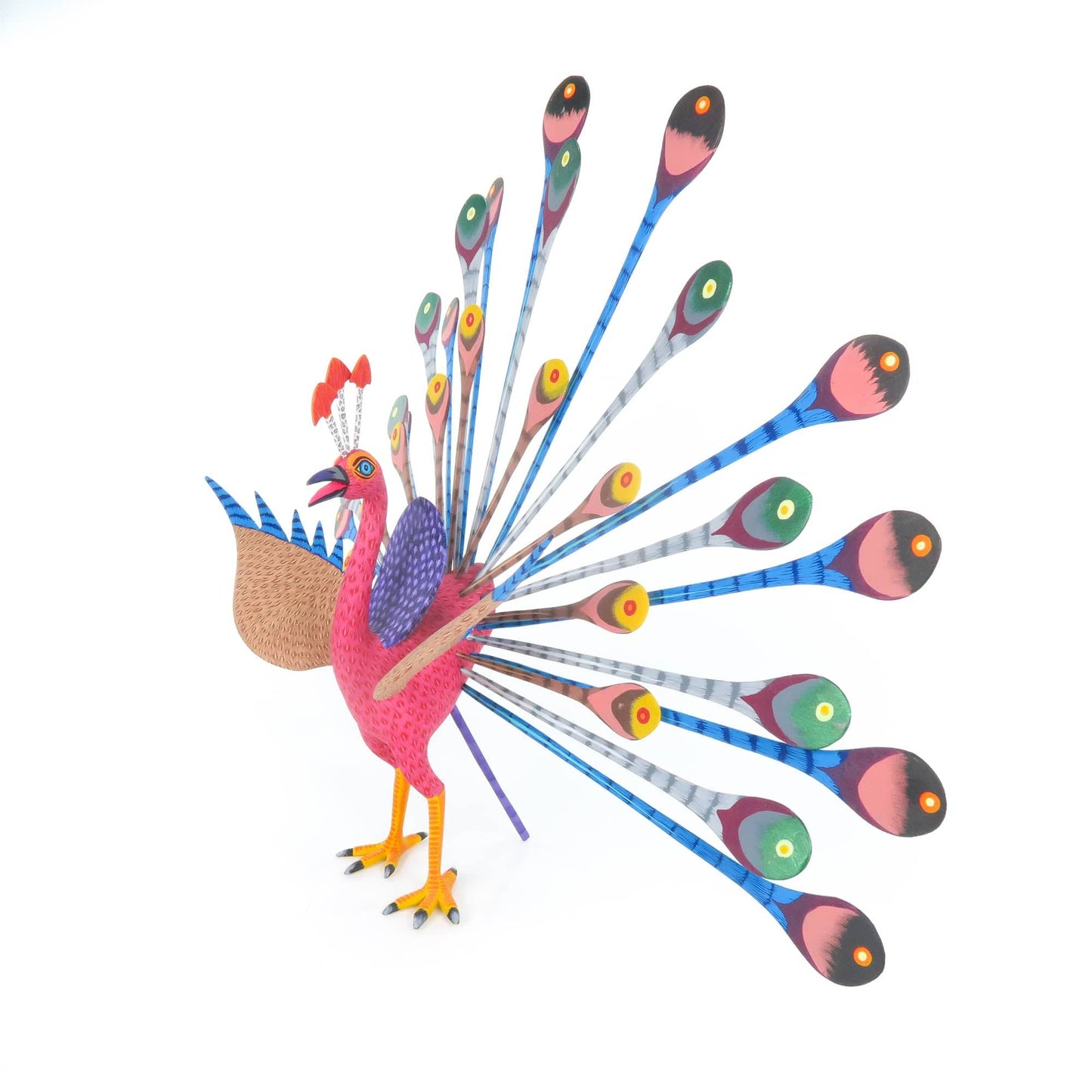 Colorful Peacock - Oaxacan Alebrije Wood Carving Sculpture
