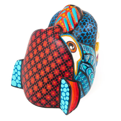 Small Jaguar Head (Blue) - Oaxacan Alebrije Wood Carving
