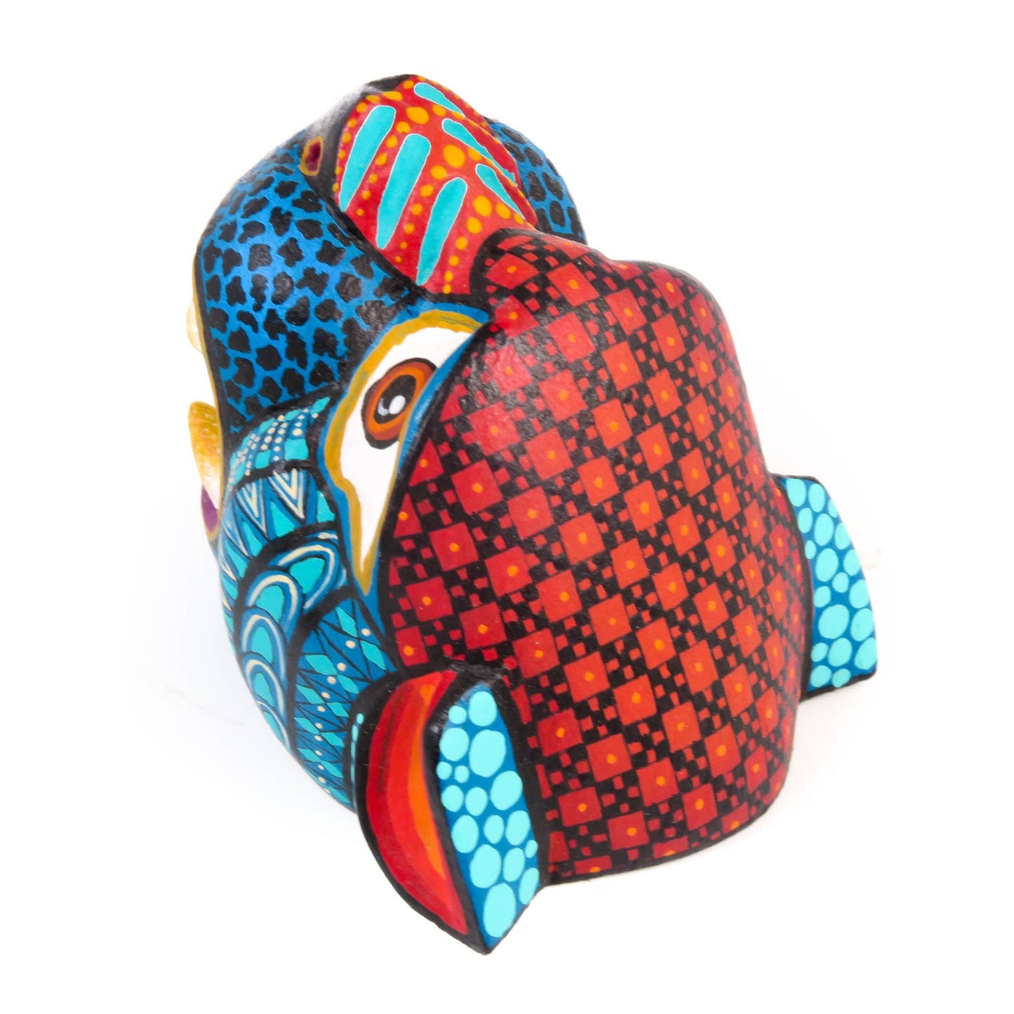 Small Jaguar Head (Blue) - Oaxacan Alebrije Wood Carving
