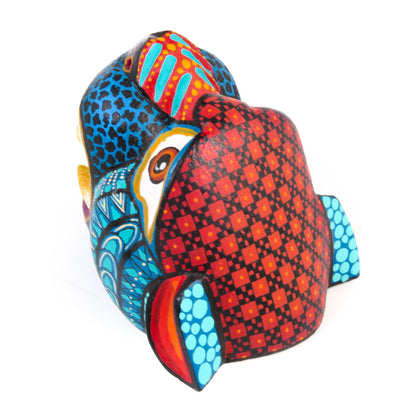 Small Jaguar Head (Blue) - Oaxacan Alebrije Wood Carving