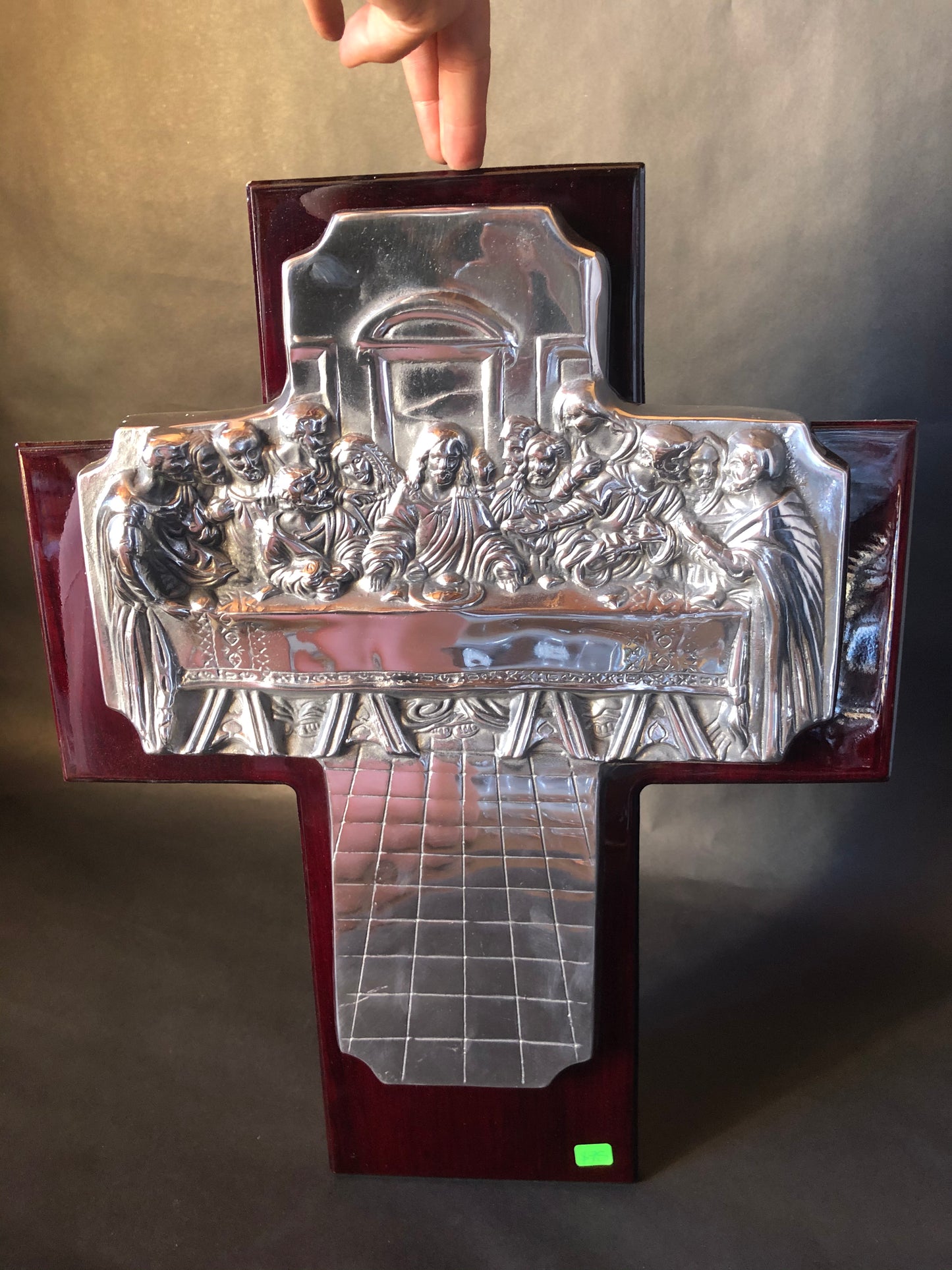 Cross Wall Decor Last Supper Wooden Frame Silver Ultima Cena