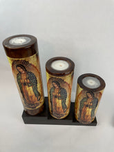 Load image into Gallery viewer, Table Candles Tall Cylinder Candle Set With Wooden Stand
