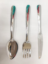 Load image into Gallery viewer, Giant Fork And Spoon Wall Decor 22 Inch Oversized Silver Wall Utensils
