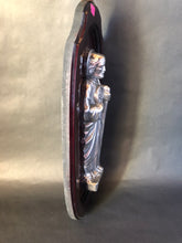 Load image into Gallery viewer, St Jude Patron Saint Wooden Wall Plaque Silver Pewter San Judas Tadeo
