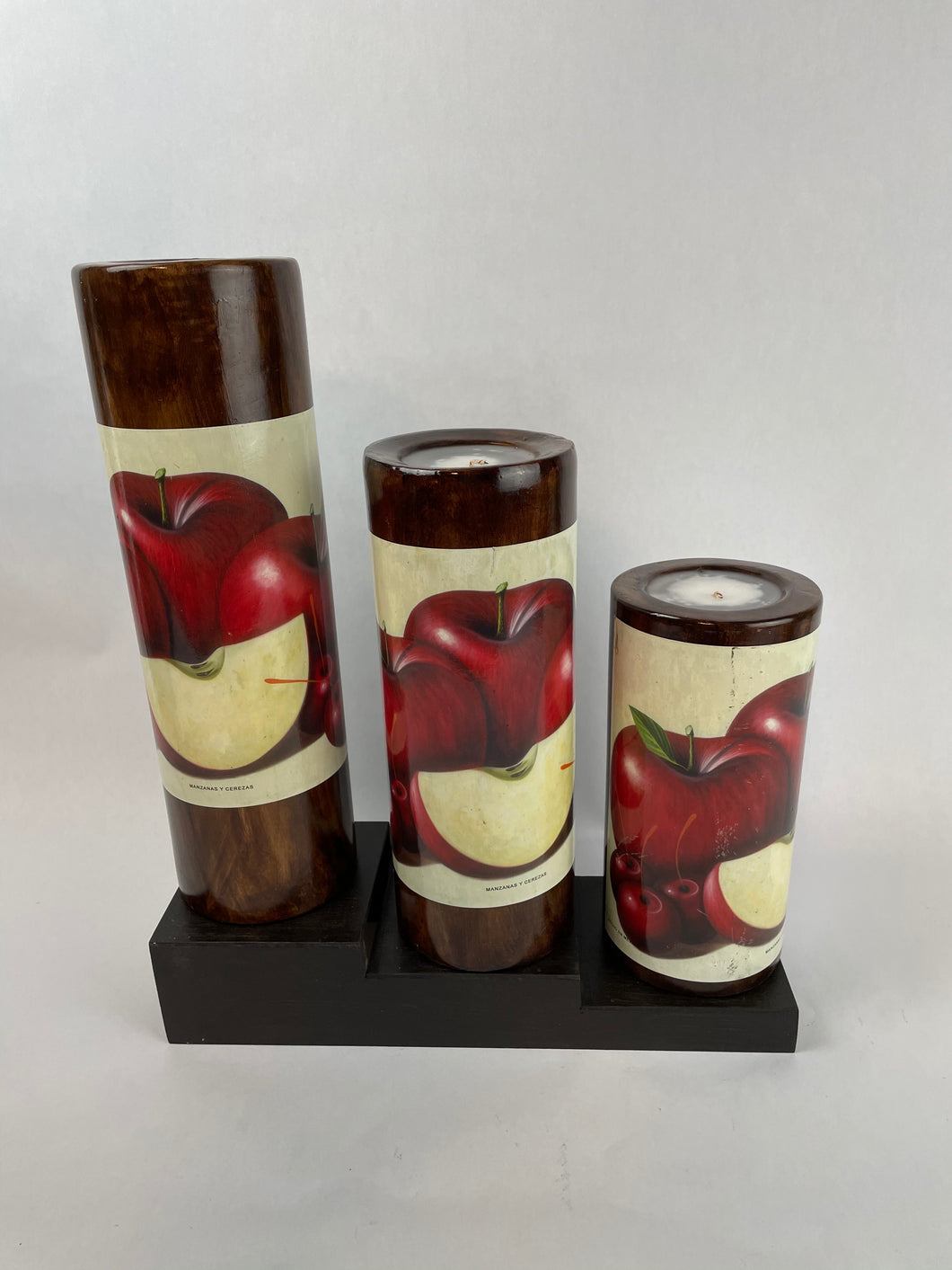 Table Candles Tall Cylinder Candle Set With Wooden Stand