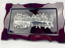Load image into Gallery viewer, Wooden Last Supper Wall Decor Pewter 3D Wall Frame Ultima Cena
