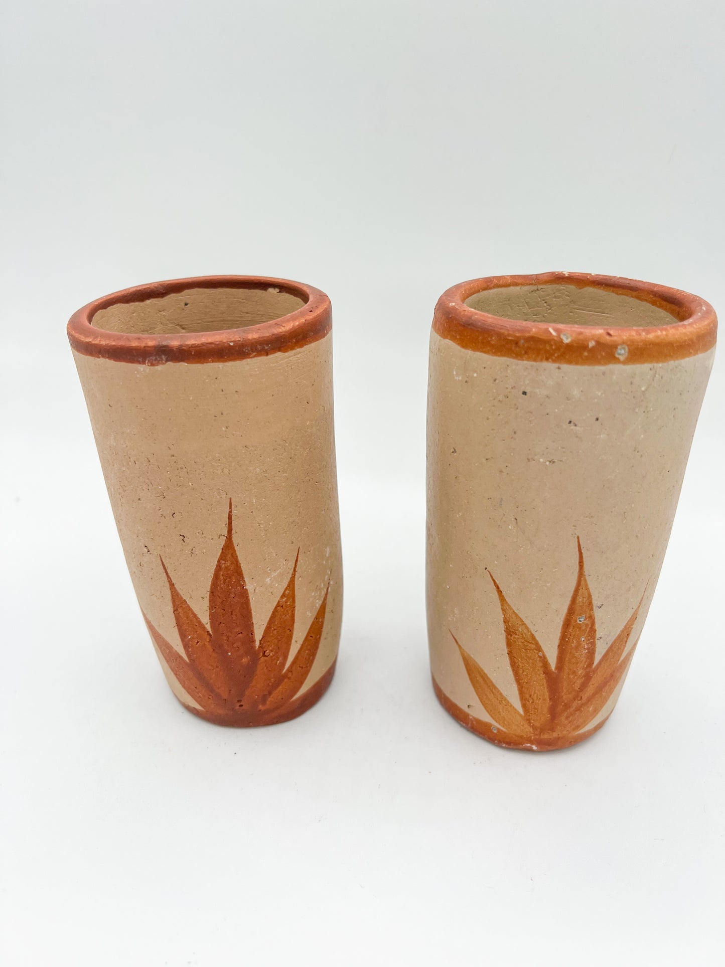 Terracotta Cups Mexican Clay Cups 2 Pc Set Traditional Mexican Clay Pottery