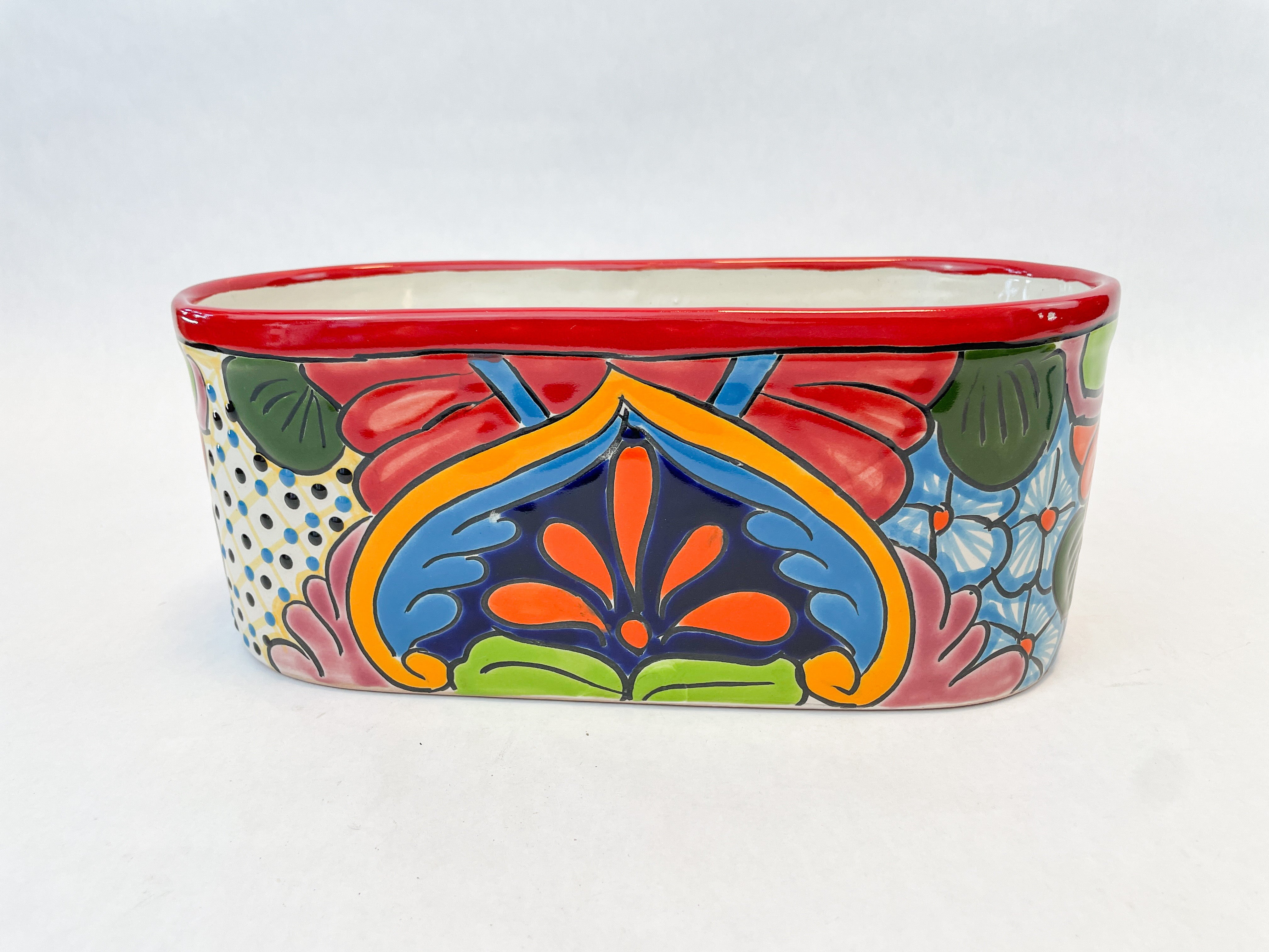 Oval Rustic & Talavera Pail Cubeta Planter high quality Indoor Outdoor Flower Pot Mexican Pottery