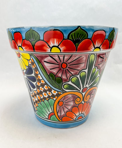 Talavera Flower Pot Tampered 11 Inches Mexican Clay Flower Pot Mexican Pottery Flower Pot