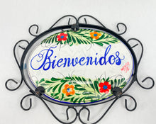 Load image into Gallery viewer, Talavera Wall Decor Mexican Ceramic Wall Art With Metal 13 15 Inches Welcome Bienvenidos
