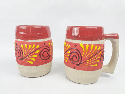 Mexican Clay Beer Steins 2 Pcs Set Michelada Cup Vaso Jaibolero