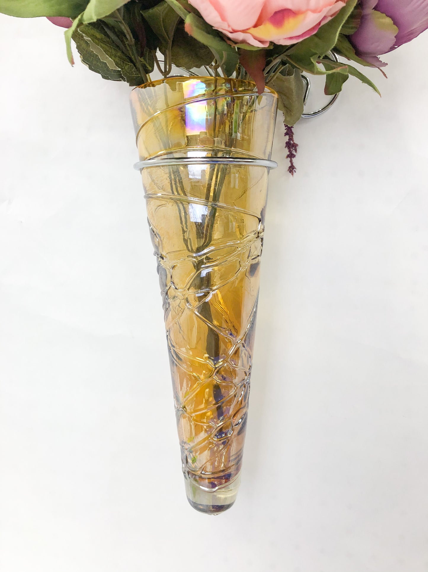 Wall Blown Glass Vase Hand Blown Art Wall Vases With Metal Mounts