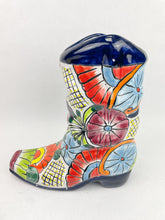 Load image into Gallery viewer, Cowboy Boot Planter 12 In Talavera Boot Vase Talavera Flower Pot Western Home Decor
