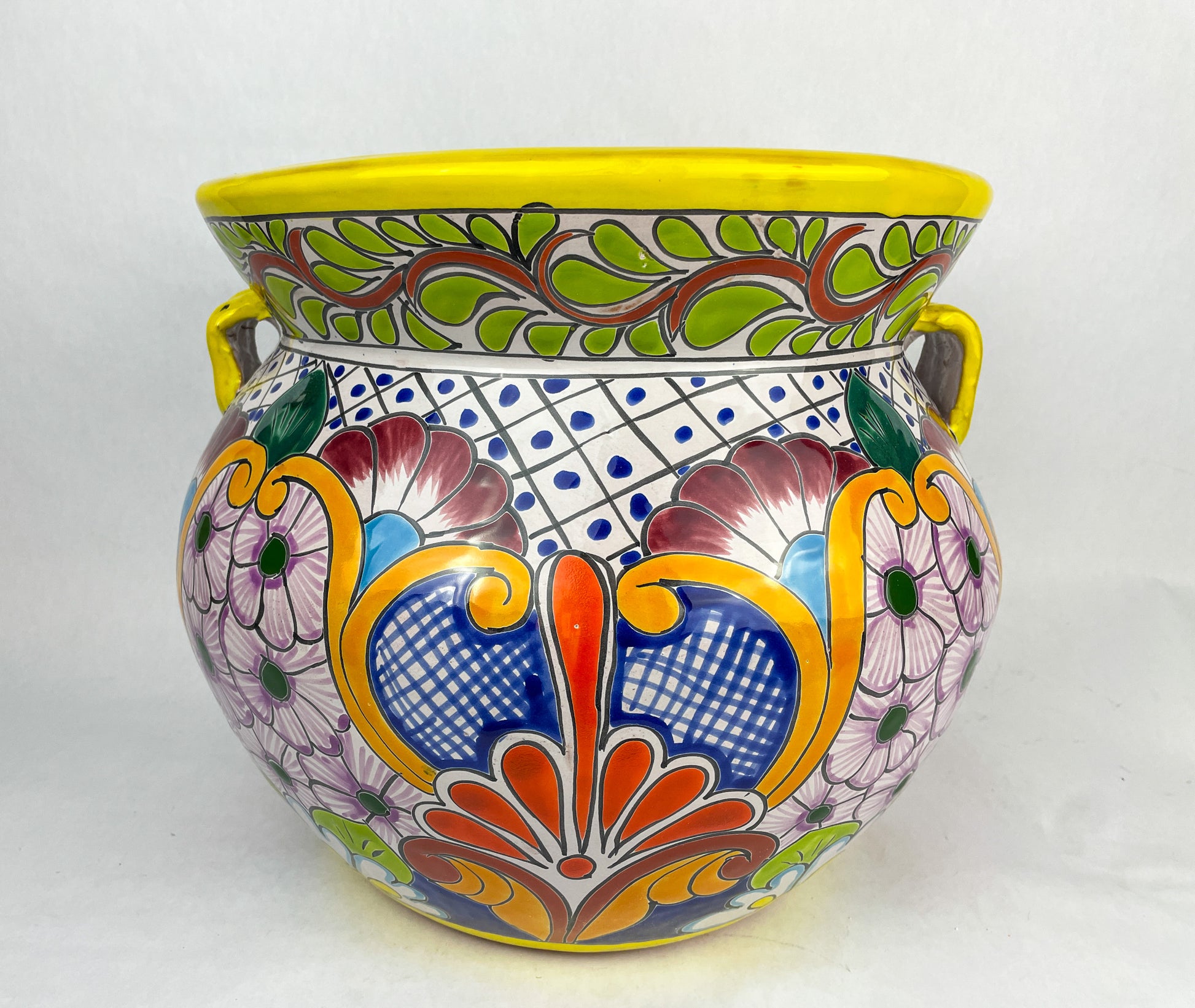 home depot large ceramic flower pots Mexican Planter Large Talavera Planter 13 Inches