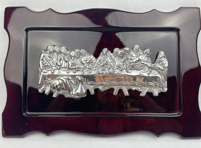 Wooden Last Supper Wall Decor Pewter 3D Wall Frame Ultima Cena