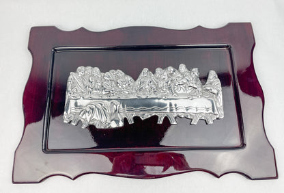 Wooden Last Supper Wall Decor Pewter 3D Wall Frame Ultima Cena