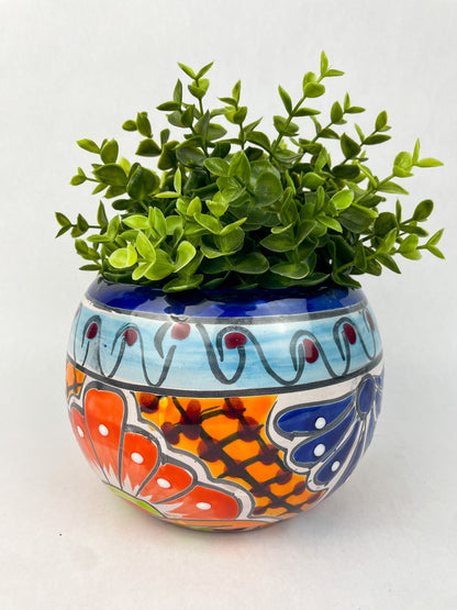 small round plant pots Talavera Flower Pot Small Planter Round Flower Pot