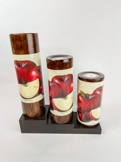 Table Candles Tall Cylinder Candle Set With Wooden Stand