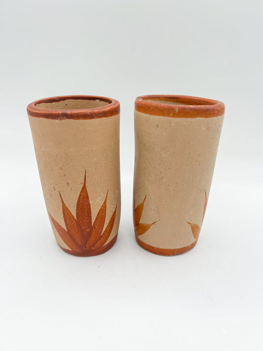 Terracotta Cups Mexican Clay Cups 2 Pc Set Traditional Mexican Clay Pottery