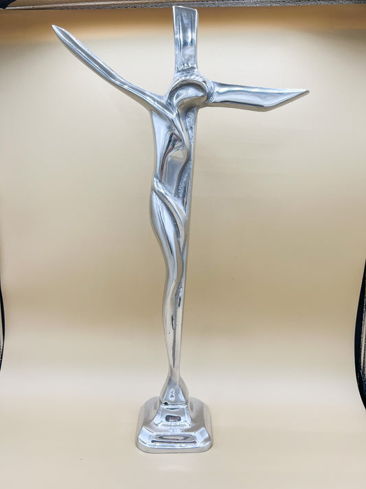 Standing Cross Metal Contemporary Christ Crucifix