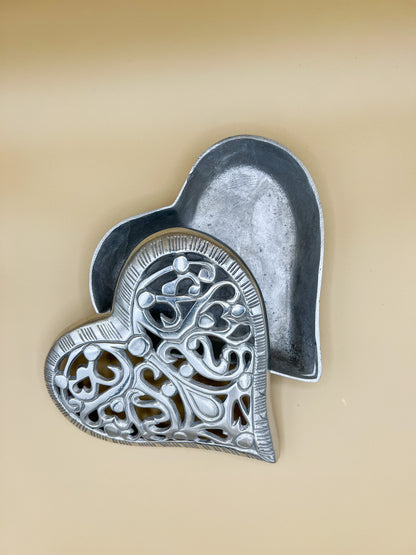 Heart Shaped Jewelry Box Hand Made Pewter Jewelry Box