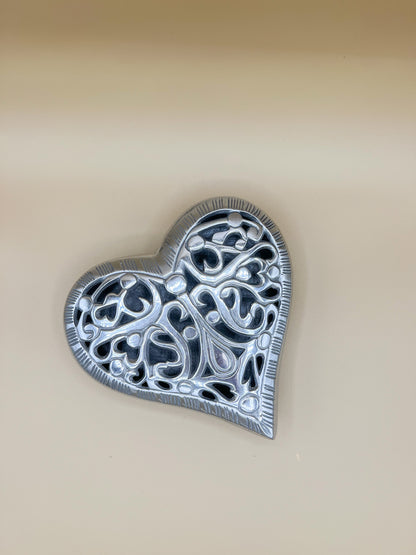 Heart Shaped Jewelry Box Hand Made Pewter Jewelry Box