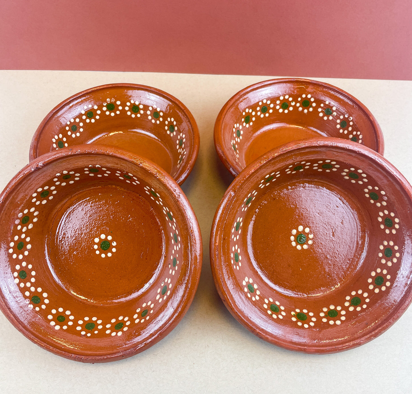 Tonala Mexican Clay Bowl Set of 4 Traditional Clay Bowls Plato Pozolero De Barro Lead Free