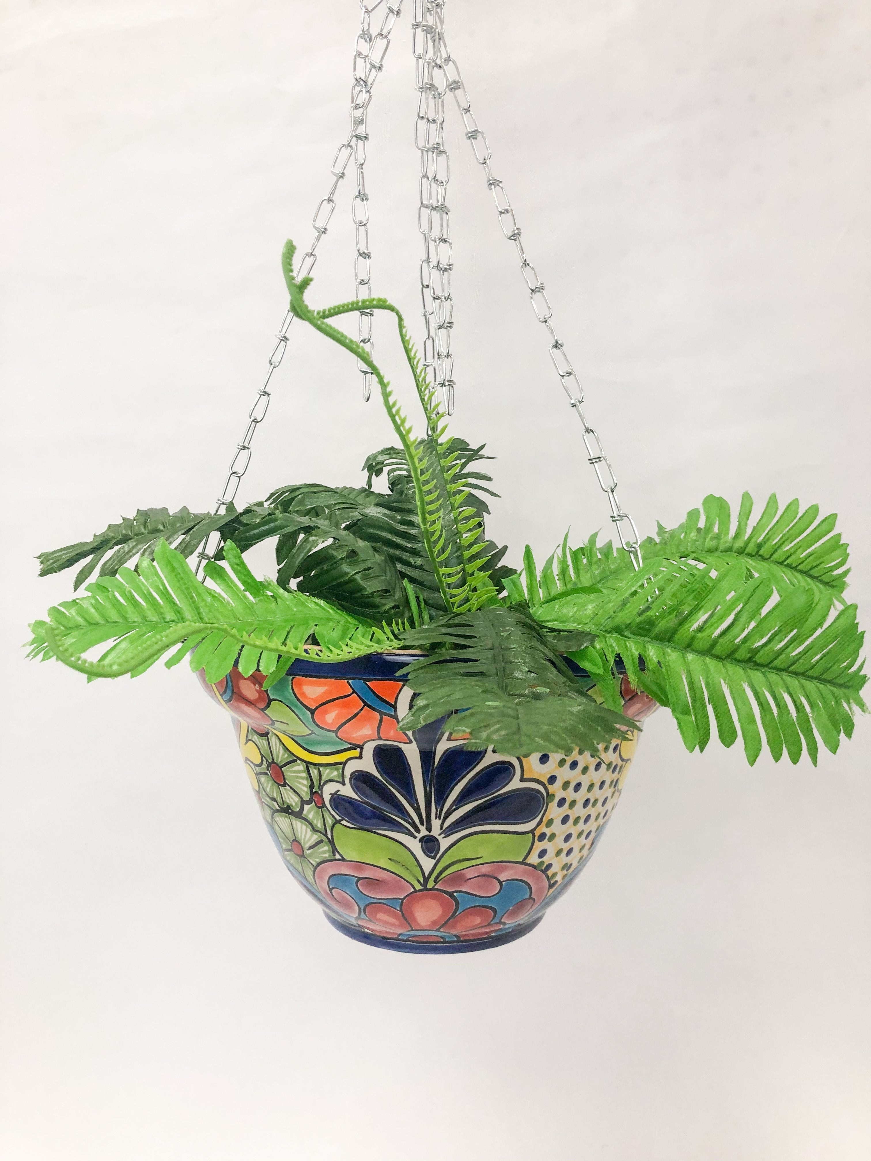 Talavera Hanging Planter Talavera Pottery With Metal Chain – Ibarra Imports