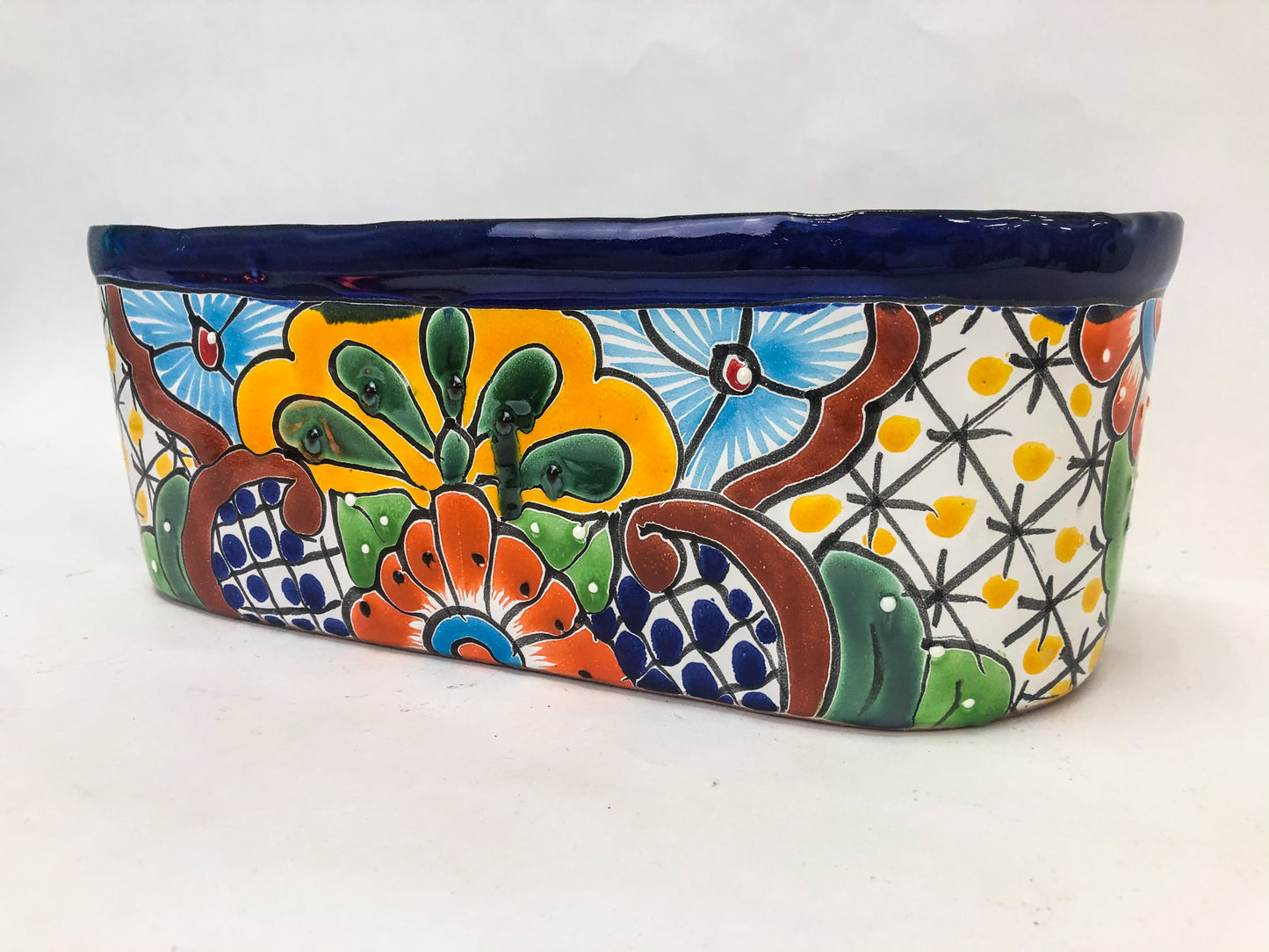 talavera succulent planter Mexican Talavera Planter 11 Inch Oval Mexican Pottery Colorful – TheMexHub